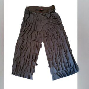 Isle Black Ruffled Casual Pants Size Small